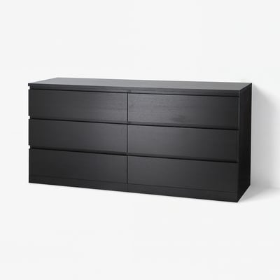 MALM Chest of 6 drawers, black-brown, 160x78 cm
