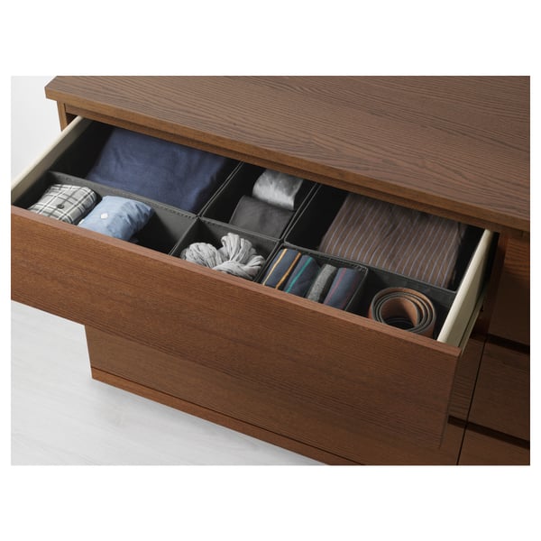 MALM Chest of 6 drawers, brown stained ash veneer, 160x78 cm IKEA