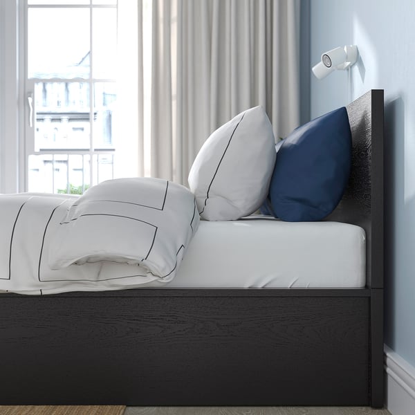 MALM Ottoman bed, black-brown, 180x200 cm