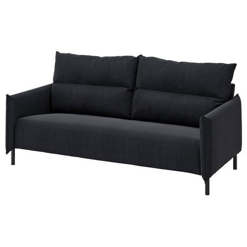 Black mannheim sofa: sleek design, dark upholstery, durable cotton-blend fabric.
