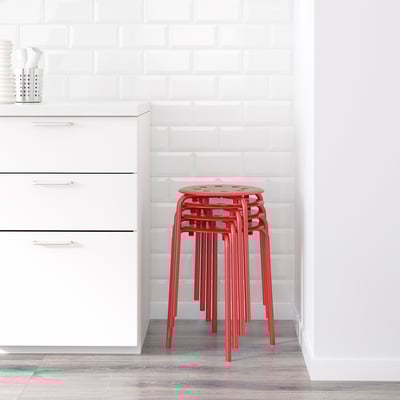 MARIUS Stool, red, 45 cm