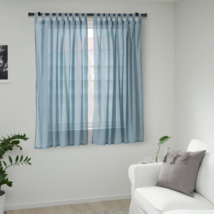 MATILDA sheer curtains, 1 pair, blue, 140x150 cm (55x59") IKEA