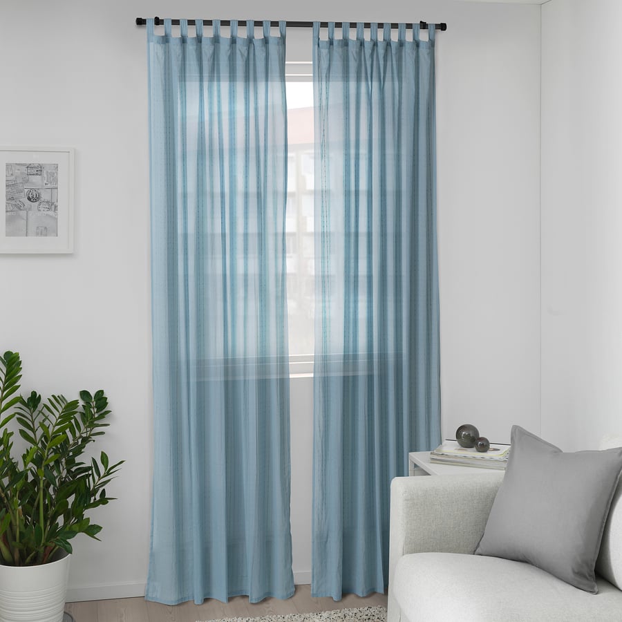MATILDA Sheer curtains, 1 pair, blue, 140x300 cm (55x118") IKEA