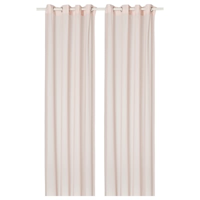 MATILDA Sheer curtains, 1 pair, pale pink/with eyelets, 145x250 cm