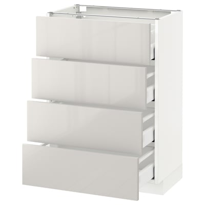 METOD Base cab 4 frnts/4 drawers, white Maximera/Ringhult light grey, 60x37x80 cm