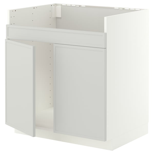 METOD Base cab f HAVSEN double bowl sink, white/Aspudden light grey, 80x60x80 cm