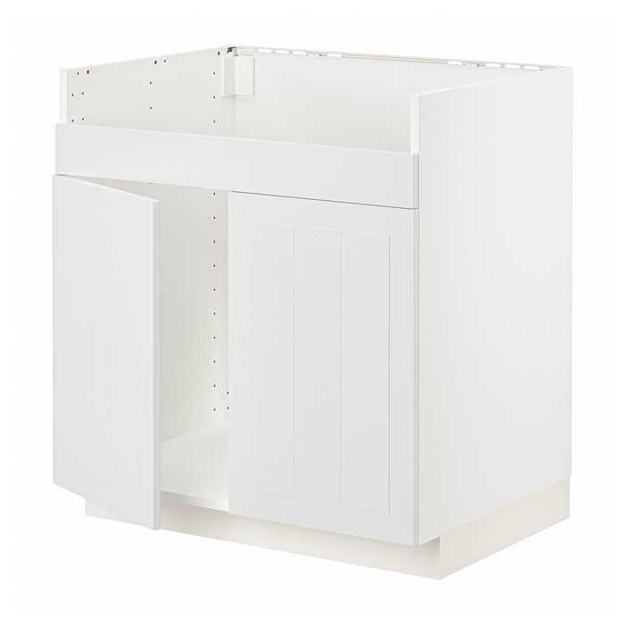 METOD base cab f HAVSEN double bowl sink, white/Stensund white
