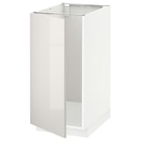 METOD Base cab f sink/waste sorting, white/Ringhult light grey, 40x60x80 cm