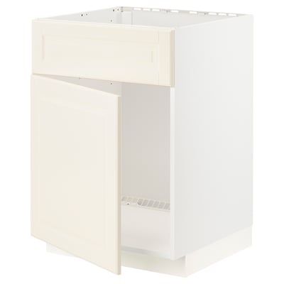 METOD Base cabinet f sink w door/front, white/Bodbyn off-white, 60x60x80 cm