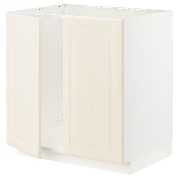METOD Base cabinet for sink + 2 doors, white/Bodbyn off-white, 80x60x80 cm