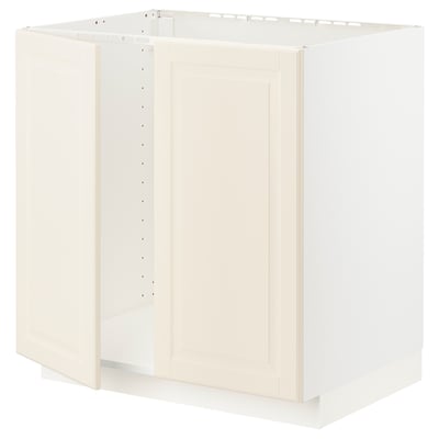 METOD Base cabinet for sink + 2 doors, white/Bodbyn off-white, 80x60x80 cm