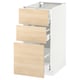 METOD Base cabinet with 3 drawers, white Maximera/Askersund light ash effect, 40x60x80 cm