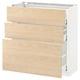 METOD Base cabinet with 3 drawers, white Maximera/Askersund light ash effect, 80x37x80 cm