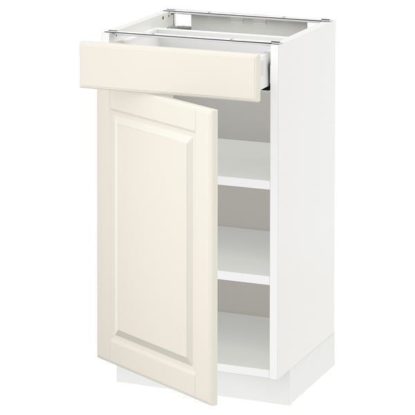 METOD Base with drawer/door, white Maximera, Bodbyn offwhite