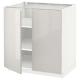 METOD Base cabinet with shelves/2 doors, white/Ringhult light grey, 80x60x80 cm
