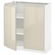 METOD Base cabinet with shelves/2 doors, white/Voxtorp high-gloss light beige, 80x37x80 cm
