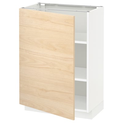 METOD Base cabinet with shelves, white/Askersund light ash effect, 60x37x80 cm