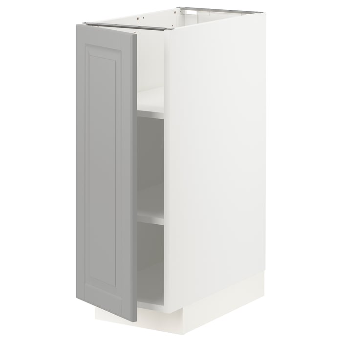 METOD base with shelves, white/Bodbyn grey, 30x60x80 cm