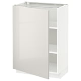 METOD Base cabinet with shelves, white/Ringhult light grey, 60x37x80 cm