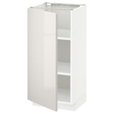 METOD Base cabinet with shelves, white/Ringhult light grey, 40x37x80 cm