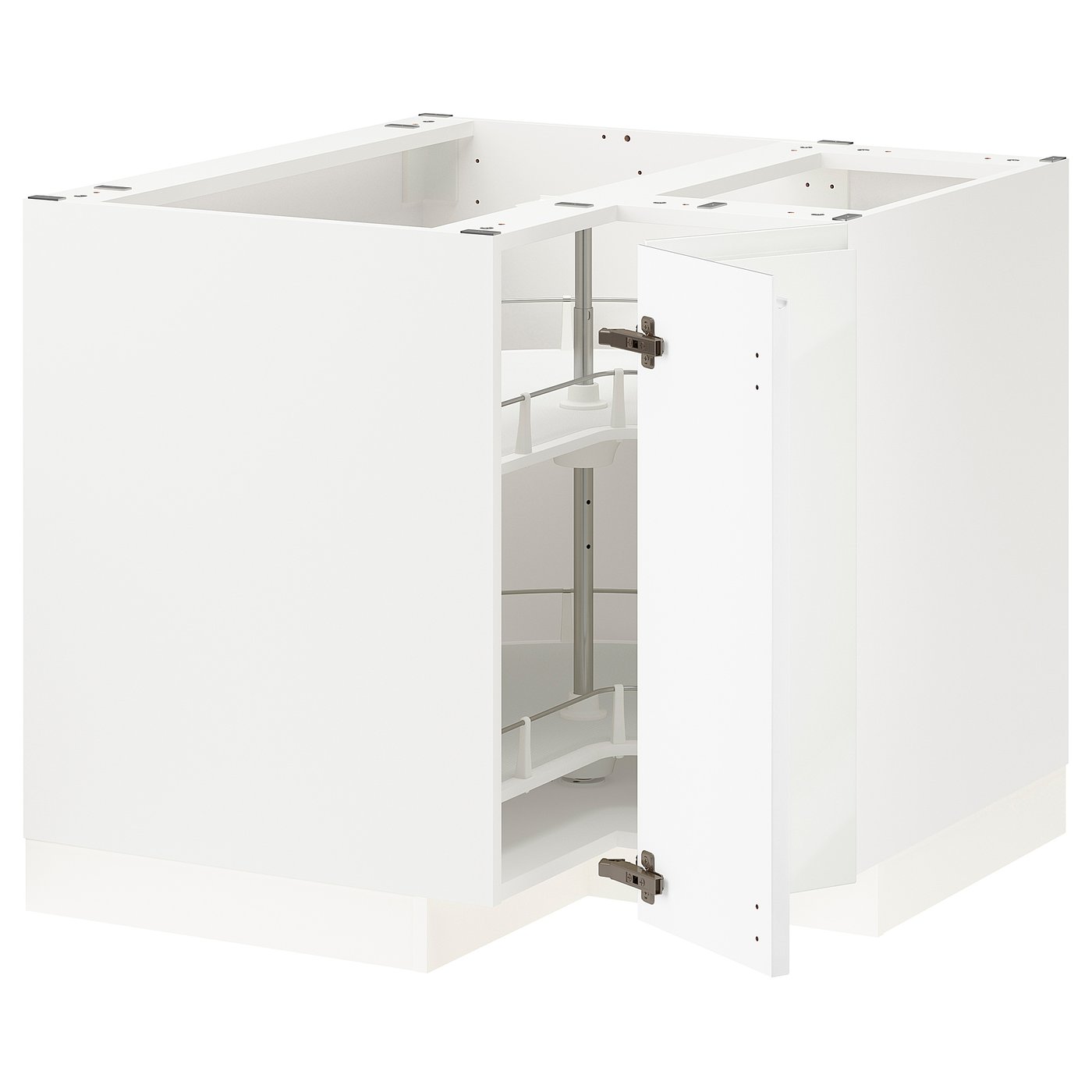 METOD Corner base with carousel white/Voxtorp highgloss