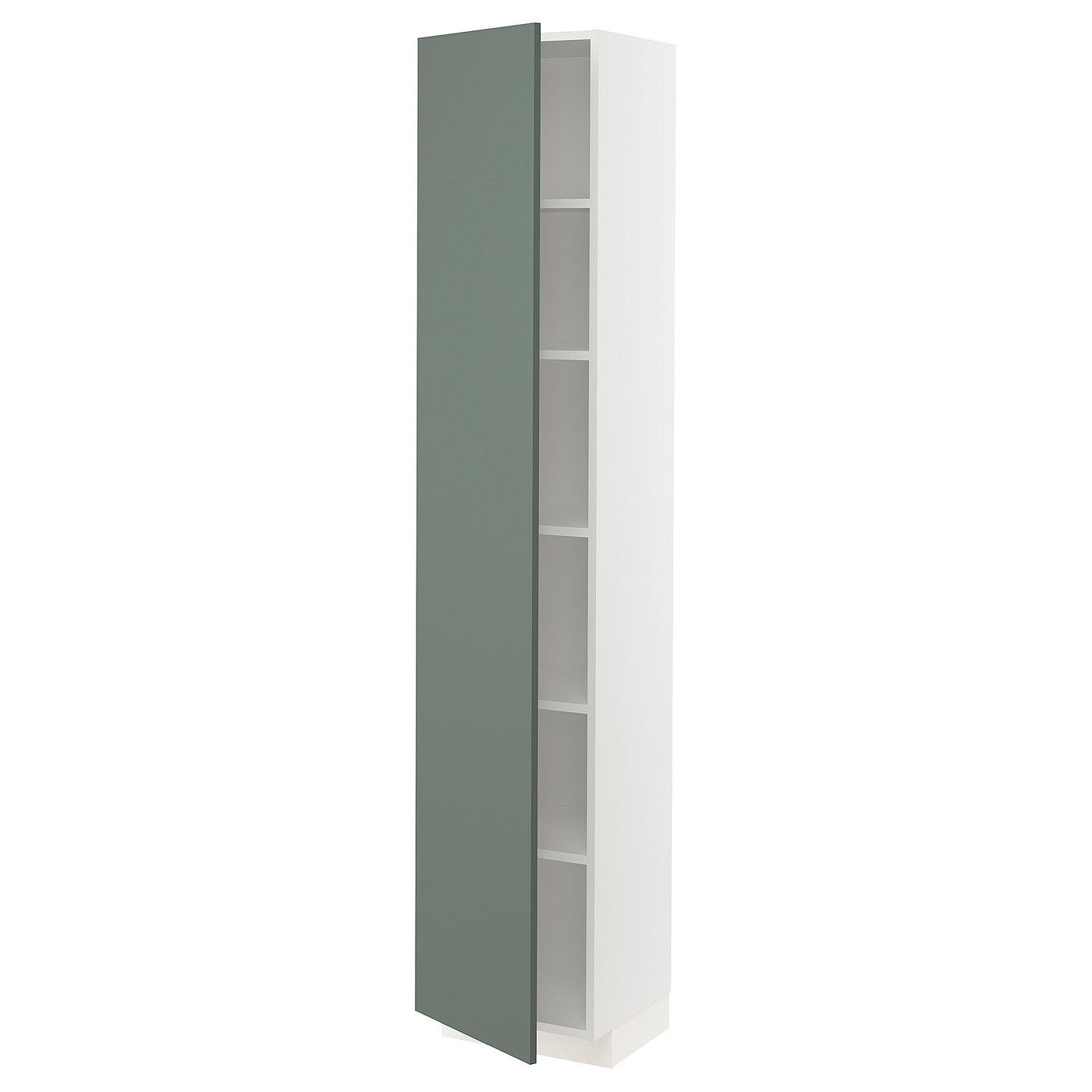 METOD High cabinet with shelves - white, Bodarp grey-green ...