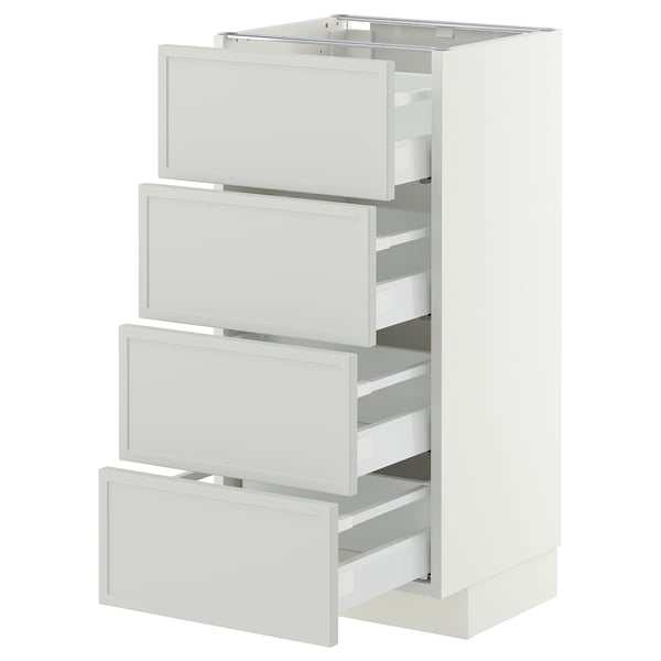 METOD / MAXIMERA Base cab 4 frnts/4 drawers, white/Aspudden light grey, 40x37x80 cm