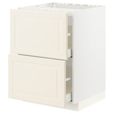 METOD / MAXIMERA Base cab f hob/2 fronts/2 drawers, white/Bodbyn off-white, 60x60x80 cm
