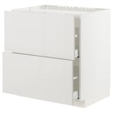 METOD / MAXIMERA Base cab f hob/2 fronts/2 drawers, white/Ringhult light grey, 80x60x80 cm