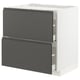 Option: METOD / MAXIMERA Base cab f hob/2 fronts/2 drawers, white/Voxtorp dark grey, 80x60x80 cm