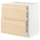 Wooden veins, white cabinet, open drawers or further shortened: wood veins, white cabinet, open drawers