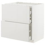 METOD / MAXIMERA Base cab f hob/2 fronts/3 drawers, white/Ringhult light grey, 80x60x80 cm