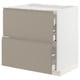 Option: METOD / MAXIMERA Base cab f hob/2 fronts/3 drawers, white/Upplöv matt dark beige, 80x60x80 cm
