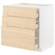 METOD / MAXIMERA Base cab f hob/3 fronts/3 drawers, white/Askersund light ash effect, 80x60x80 cm