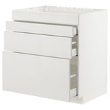 METOD / MAXIMERA Base cab f hob/4 fronts/3 drawers, white/Ringhult light grey, 80x60x80 cm