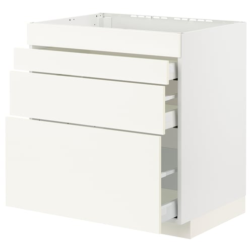METOD kitchen cabinet in white with three drawers, sleek design for modern kitchens.