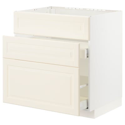 METOD / MAXIMERA Base cab f sink+3 fronts/2 drawers, white/Bodbyn off-white, 80x60x80 cm