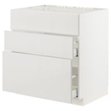 METOD / MAXIMERA Base cab f sink+3 fronts/2 drawers, white/Ringhult light grey, 80x60x80 cm