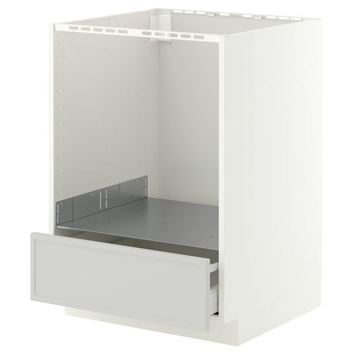 METOD / MAXIMERA Base cabinet for oven with drawer, white/Aspudden light grey, 60x60x80 cm