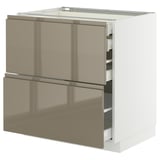 METOD / MAXIMERA Base cb 2 frnts/2 low/1 md/1 hi drw, white/Voxtorp high-gloss dark grey-brown, 80x60x80 cm