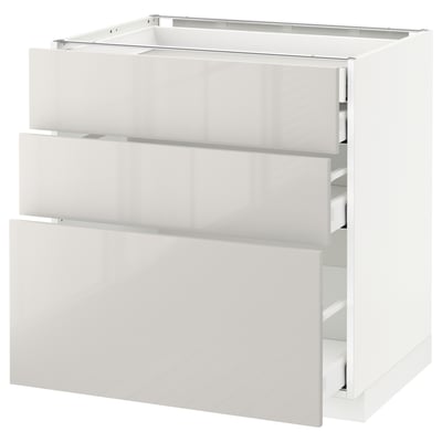 METOD / MAXIMERA Base cb 3 frnts/2 low/1 md/1 hi drw, white/Ringhult light grey, 80x60x80 cm