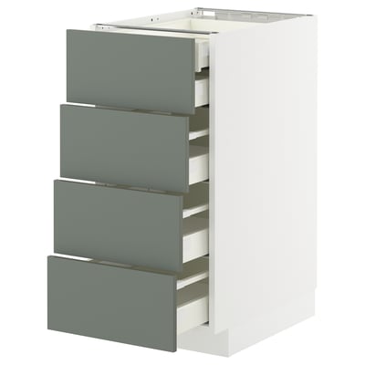 METOD / MAXIMERA Base cb 4 frnts/2 low/3 md drwrs, white/Nickebo matt grey-green, 40x60x80 cm