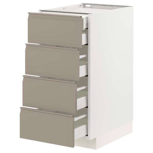METOD / MAXIMERA Base cb 4 frnts/2 low/3 md drwrs, white/Upplöv matt dark beige, 40x60x80 cm