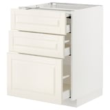 METOD / MAXIMERA Bc w pull-out work surface/3drw, white/Bodbyn off-white, 60x60x80 cm