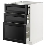 METOD / MAXIMERA Bc w pull-out work surface/3drw, white/Lerhyttan black stained, 60x60x80 cm