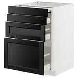 METOD / MAXIMERA Bc w pull-out work surface/3drw, white/Lerhyttan black stained, 60x60x80 cm