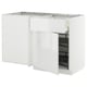 White METOD kitchen unit with glossy doors and pull-out shelf, modern design.