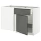 Modern ikea METOD kitchen unit, white & dark grey, sleek handles, open shelf.