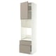 Métod kitchen unit, white and grey-beige, three sections with shelves and drawers, modern design.