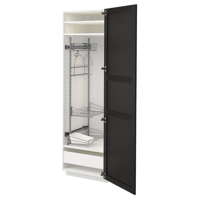 METOD / MAXIMERA High cabinet with cleaning interior, white/Lerhyttan black stained, 60x60x200 cm